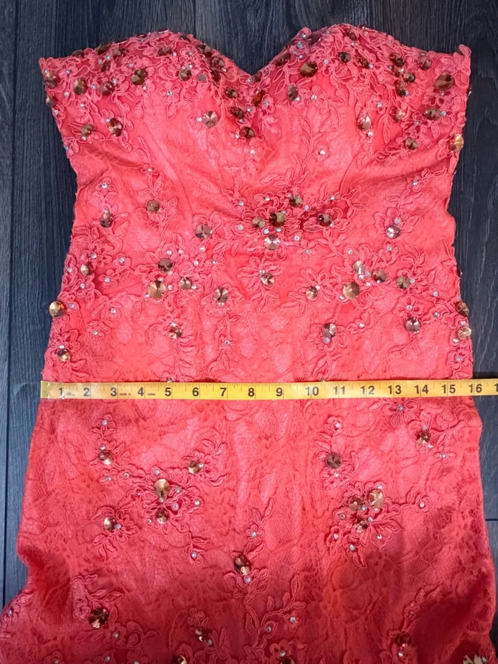 Anny Lee Coral Lace Mermaid Prom Dress Beaded Formal Gown Small Pageant Event - Picture 7 of 16